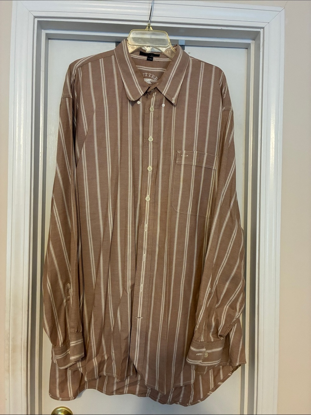 Cutter & Buck Brown and White Striped Button-Down Shirt 3XT